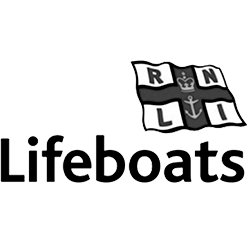 RNLI black and white lifeboats flag logo