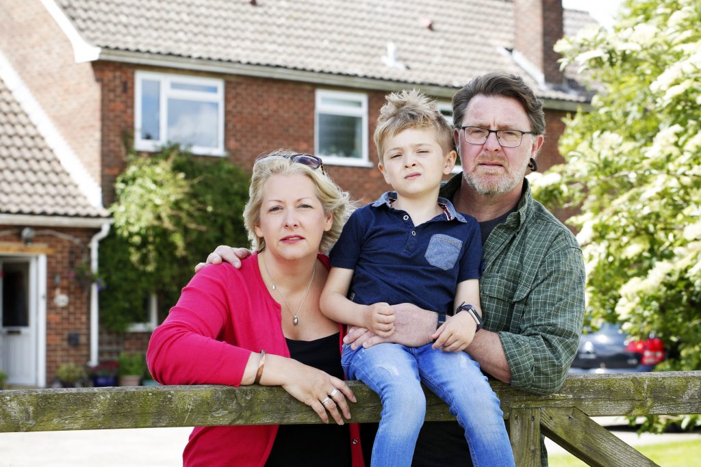 Bonita Barrett with husband Simon and 7-year old son Jamie at their home near Malton in North Yorkshire. Photograph: STUART BOULTON